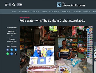 Folia Water wins The Sankalp Global Award 2021