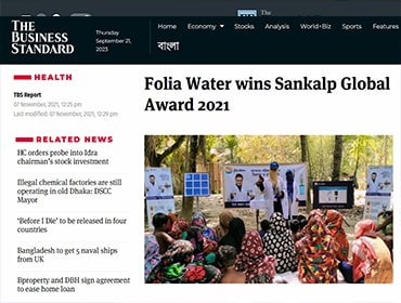 Folia Water wins Sankalp Global Award 2021
